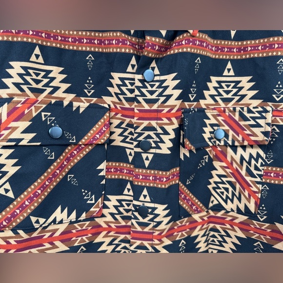 Nomad Craft Flow Tobacco Black Aztec Western Button Up Men medium Heavyweight - Picture 2 of 5